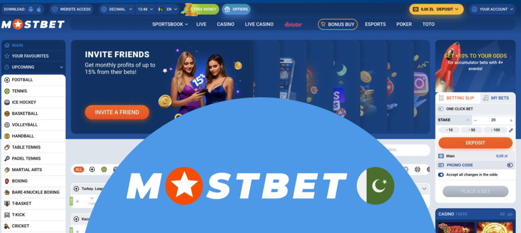 Mostbet Pakistan sports betting and online casino with a wide selection of games and betting markets